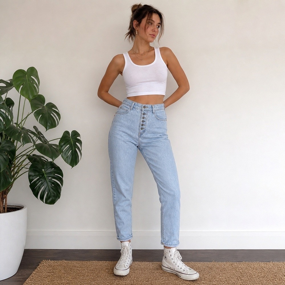 Vintage‎ 90s Bonjour Mom Jeans 28x29 High Waist Button Fly Tapered Denim 5/6 Y2K